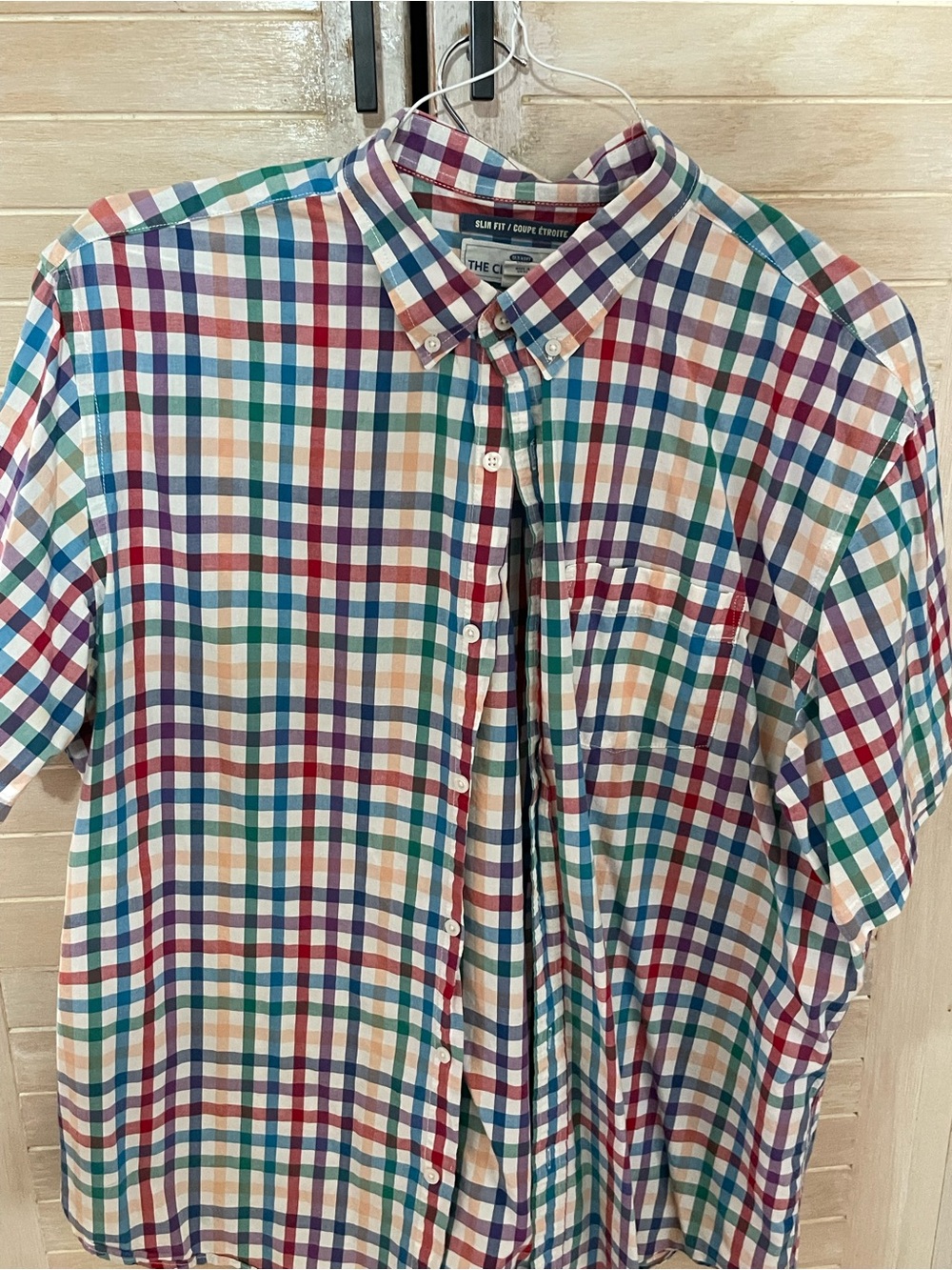 Old Navy Multi-Color Check Short-Sleeve cotton Button-Down Shirt Big & Tall 2XL